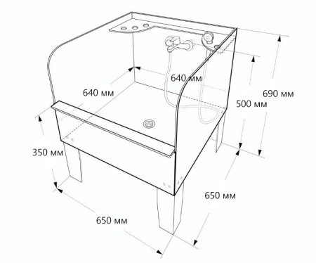 Ногомойка 650х650х690 С ЭКРАНОМ СО СМЕСИТЕЛЕМ, 17615 фото  в интернет-магазине Санкомп