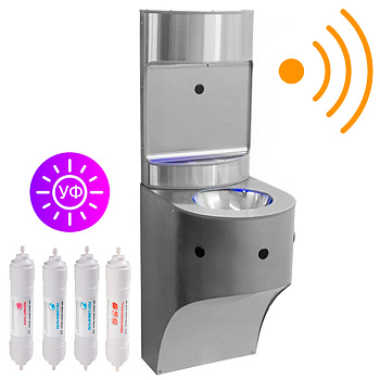 Станция питьевая автоматическая подвесная 2 чаши Х/В, С/Ф, С/УФ, Б/Г, Б/ТО, Б/О, 340х420х1052 26663 фото  в интернет-магазине Санкомп