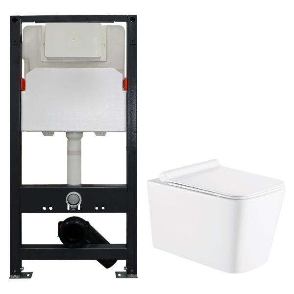 Унитаз подвесной 530x360x365 с быстросъемным сиденьем микролифт инсталляция 3/6л, БЕЗ КЛАВИШИ 22462 фото  в интернет-магазине Санкомп