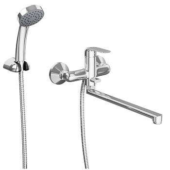 Смеситель для ванны настенный ОДНОРЫЧАЖНЫЙ, излив поворотный 270 мм, лейка 1 режим, 26131 фото  в интернет-магазине Санкомп