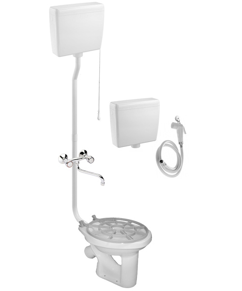 Видуар АНТИВСПЛЕСК,с высоким бачком ПЛАСТИК,бачок для раствора ПЛАСТИК, СМЕСИТЕЛЬ с маховиками, 3455 фото в интернет-магазине СанКомп www.sancomp.ru