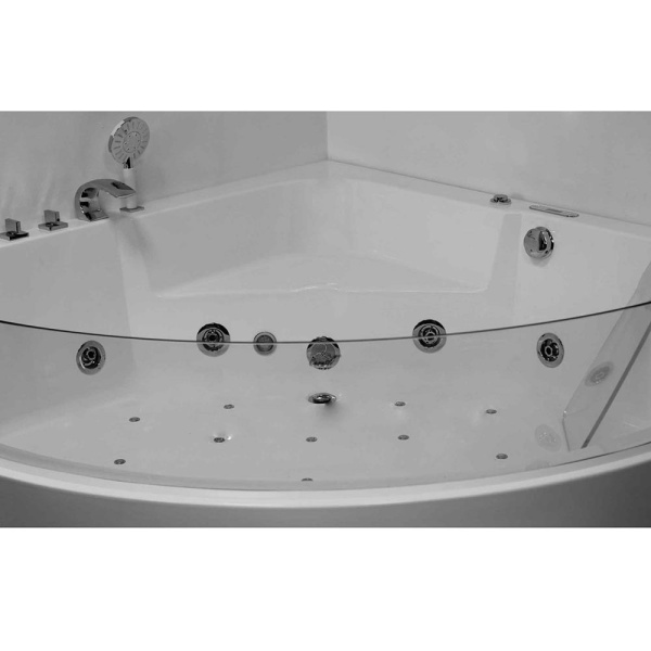 Ванна акриловая угловая гидромассажная с каркасом и стеклянной стенкой 1500х1500 мм, 26714 фото  в интернет-магазине Санкомп