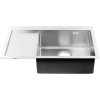 Мойка врезная нержавейка 780х510x220 мм С/О ЧАША СПРАВА МАТОВАЯ с сифоном, 17871 фото  в интернет-магазине Санкомп