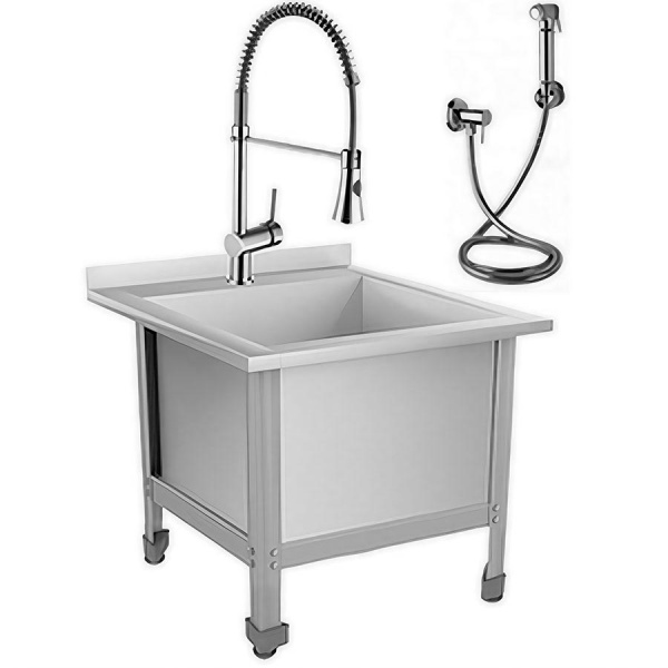 Слив технический из нержавеющей стали 530х600х600 мм, СМЕСИТЕЛЬ, ЛЕЙКА С КРАНОМ(ЭКОНОМ), 24389 фото  в интернет-магазине Санкомп