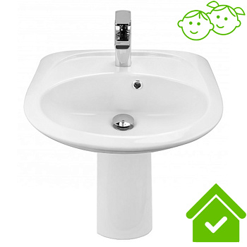 Умывальник на пьедестале ДЕТСКИЙ С/О, С/П 50 см ПОЛУКРУГЛЫЙ (360х500х700) для детей, 20917  фото  в интернет-магазине Санкомп