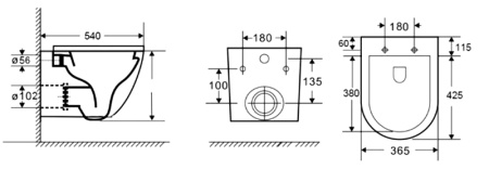 Унитаз подвесной БЕЗОБОДКОВЫЙ (540x365x425) С СИДЕНЬЕМ МИКРОЛИФТ 22586   фото  в интернет-магазине Санкомп