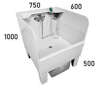 Поддон для уборочного инвентаря 750х600х1000 С ЭКРАНОМ СО СМЕСИТЕЛЕМ С ПЕСКОУЛОВИТЕЛЕМ 17л, 21290 фото  в интернет-магазине Санкомп