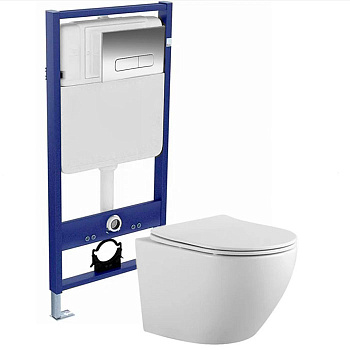 Унитаз подвесной с сидением МИКРОЛИФТ с инсталляцией с кнопкой фото  в интернет-магазине Санкомп