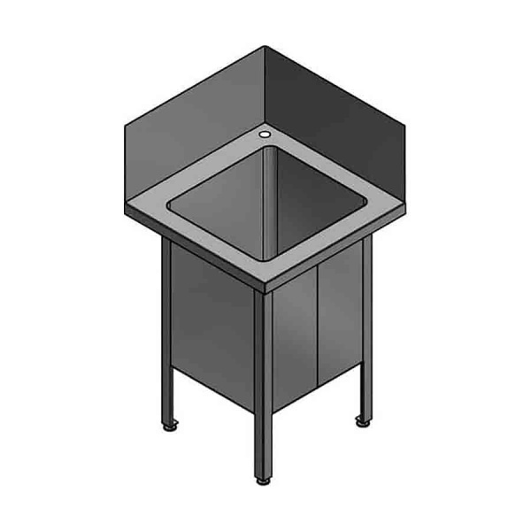 Ванна моечная AISI 304-1,5 мм сварная 1 секция 453х484х600, С/О, каркас AISI 304, 630х630х1160 фото  в интернет-магазине Санкомп