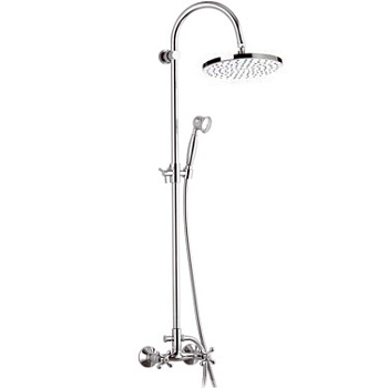 Душевая система ВЕРХНИЙ ДУШ 230 мм двухвентильная, лейка 1 режим на гибком шланге фото  в интернет-магазине Санкомп