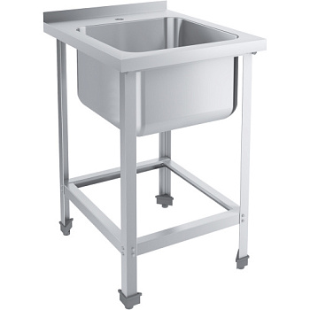 Ванна моечная AISI 304-0,5 мм цельнотянутая 1 секция 500х500х300, С/О, БОРТИК 700х600х870 фото  в интернет-магазине Санкомп