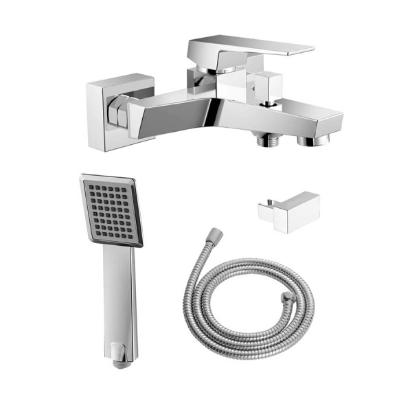 Смеситель для ванны настенный ОДНОРЫЧАЖНЫЙ, излив литой, длина излива 181 мм, лейка 1 режим, 26492 фото  в интернет-магазине Санкомп