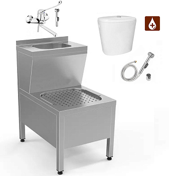 Видуар мойка нержавеющая сталь, смеситель с технической лейкой бачок для дезраствора КЕРАМИКА, 26045 фото  в интернет-магазине Санкомп