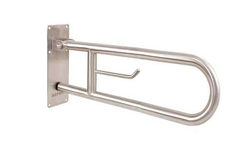 Поручень настенный подъёмный с держателем для туалетной бумаги нержавеющая сталь 600х100х192 фото  в интернет-магазине Санкомп