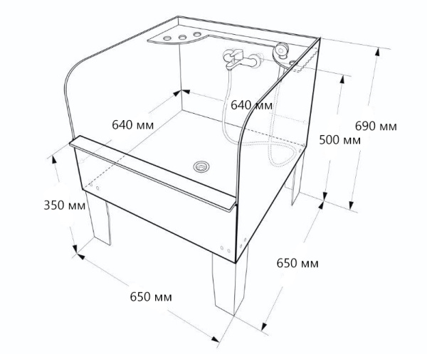 Ногомойка 650х650х690 С ЭКРАНОМ СО СМЕСИТЕЛЕМ, 17615 фото  в интернет-магазине Санкомп