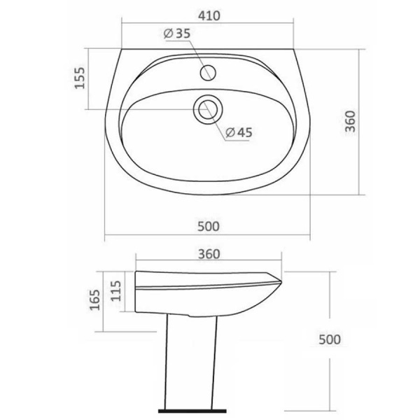 Умывальник на пьедестале ДЕТСКИЙ С/О, С/П 50 см ПОЛУКРУГЛЫЙ (360х500х500) для детей от 4 до 7 лет фото  в интернет-магазине Санкомп
