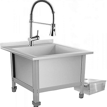Слив технический из нержавеющей стали 630х700х600 мм, СМЕСИТЕЛЬ (ЭКОНОМ) ПЕСКОУЛОВИТЕЛЬ 15 л, 18180 фото  в интернет-магазине Санкомп