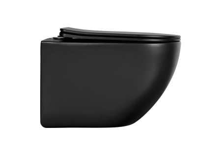Унитаз подвесной БЕЗОБОДКОВЫЙ ЧЕРНЫЙ (525х360х320) С СИДЕНЬЕМ МИКРОЛИФТ 24592  фото  в интернет-магазине Санкомп