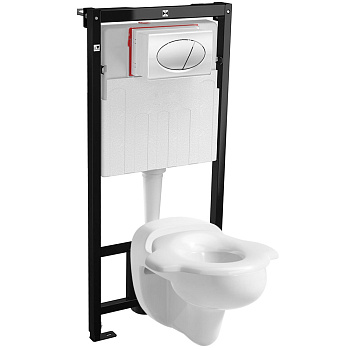 Унитаз ДЕТСКИЙ подвесной сиденье без крышки БЕЛОЕ с инсталляцией с кнопкой, 15431  фото  в интернет-магазине Санкомп