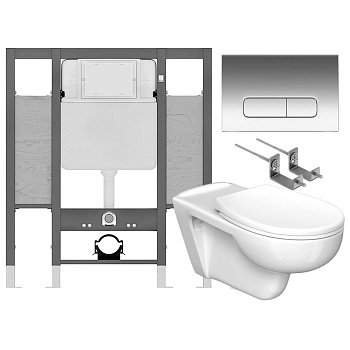 Унитаз для инвалидов МГН подвесной с инсталляцией СИДЕНЬЕ С КРЫШКОЙ кнопка Хром, 26659 фото  в интернет-магазине Санкомп