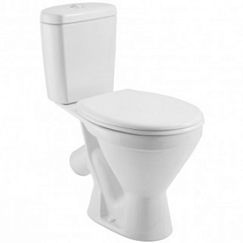 Унитаз компакт керамика косой выпуск (625х335х750) Комплектация Эконом, цвет Белый фото  в интернет-магазине Санкомп