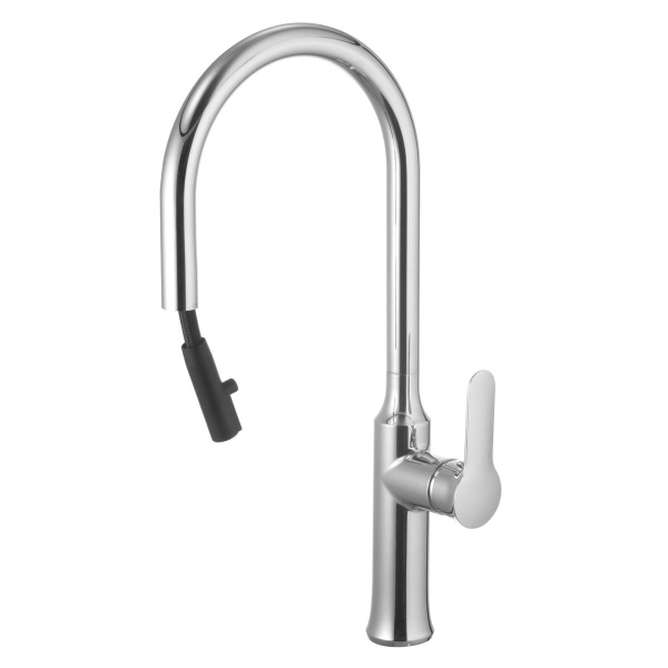 Смеситель для кухни ВЫСОКИЙ излив выдвижной, хром, высота 45 см 22333  фото  в интернет-магазине Санкомп