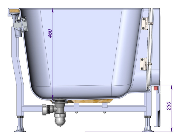 Ванна для инвалидов и пожилых со стеклянной дверцей лежачая левая 1500х750х545 мм, 22778 фото  в интернет-магазине Санкомп