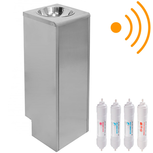 Фонтанчик питьевой автоматический напольный 1 чаша Х/В,С/Ф,Б/УФ,Б/Г,Б/ТО,AISI 304, 300х300х860 26597 фото  в интернет-магазине Санкомп