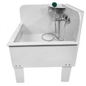 Слив технический 500х500х850 мм УГЛОВОЙ с экраном СО СМЕСИТЕЛЕМ (ДОПОЛНИТЕЛЬНАЯ ПОЛКА СПРАВА), 20948 фото  в интернет-магазине Санкомп