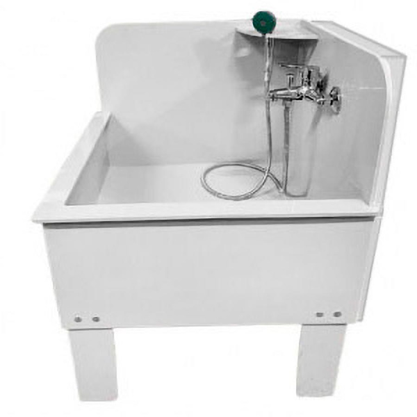 Слив технический 500х500х850 мм УГЛОВОЙ с экраном СО СМЕСИТЕЛЕМ (ДОПОЛНИТЕЛЬНАЯ ПОЛКА СПРАВА), 20948 фото  в интернет-магазине Санкомп