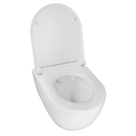 Унитаз подвесной БЕЗОБОДКОВЫЙ (490х360х360) С УЛЬТРАТОНКИМ СИДЕНЬЕМ МИКРОЛИФТ 22559  фото  в интернет-магазине Санкомп