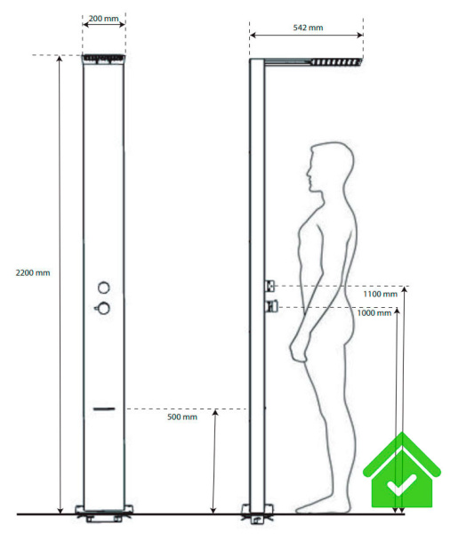 Пляжный душ из нержавеющей стали, Каскадный душ, Тропический душ, Защита от извести,  фото  в интернет-магазине Санкомп