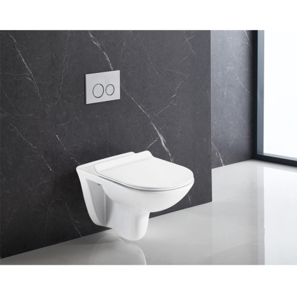 Унитаз подвесной БЕЗОБОДКОВЫЙ (530х355х360) С УЛЬТРАТОНКИМ СИДЕНЬЕМ МИКРОЛИФТ 22578  фото  в интернет-магазине Санкомп