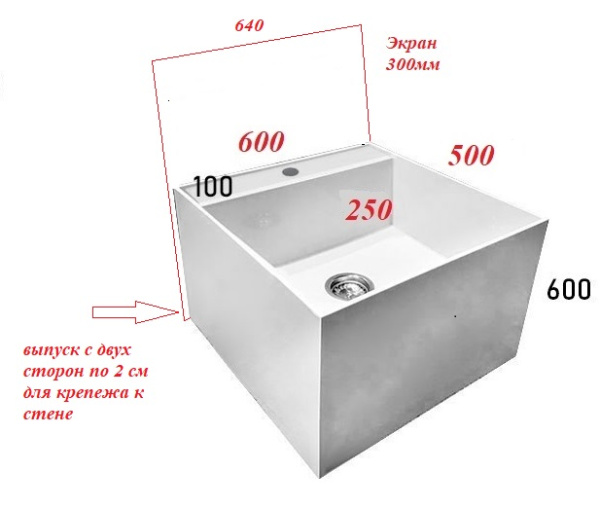 Поддон для уборочного инвентаря глубина 250 мм 600х500х600 мм с полочкой для смесителя 100 мм, 24566 фото  в интернет-магазине Санкомп