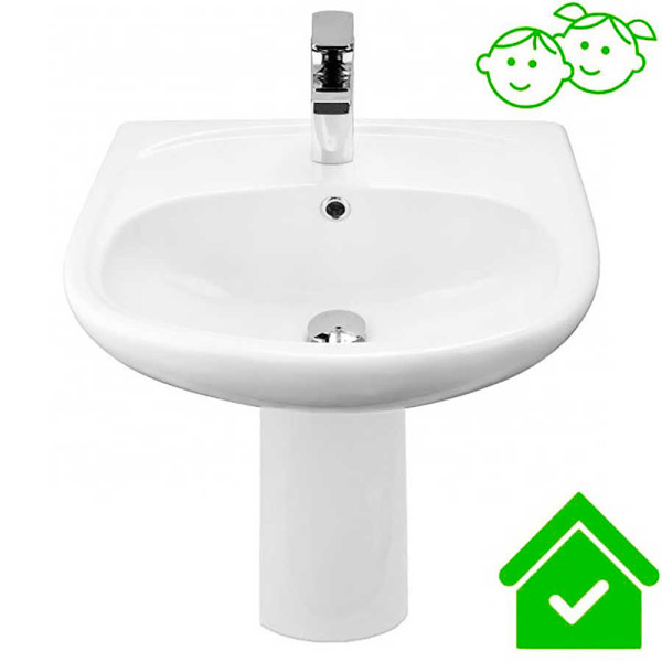 Умывальник на пьедестале ДЕТСКИЙ Малыш 50 см ПОЛУКРУГЛЫЙ (400х500х400) для детей до 4 лет, 26049 фото  в интернет-магазине Санкомп