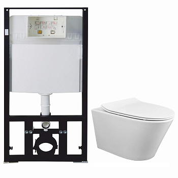 Унитаз подвесной системой смыва "Торнадо" с Б/С сиденьем микролифт, инсталляция БЕЗ КЛАВИШИ 22474  фото  в интернет-магазине Санкомп