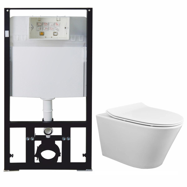 Унитаз подвесной системой смыва "Торнадо" с Б/С сиденьем микролифт, инсталляция БЕЗ КЛАВИШИ 22474  фото  в интернет-магазине Санкомп