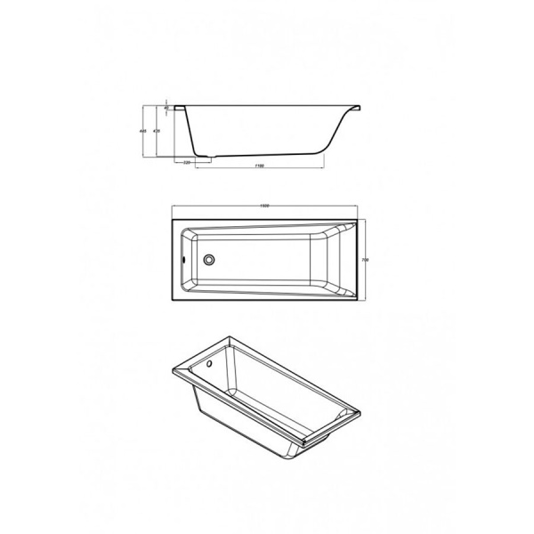 Ванна акриловая прямоугольная в комплектации 1600х700 мм, 21839 фото  в интернет-магазине Санкомп