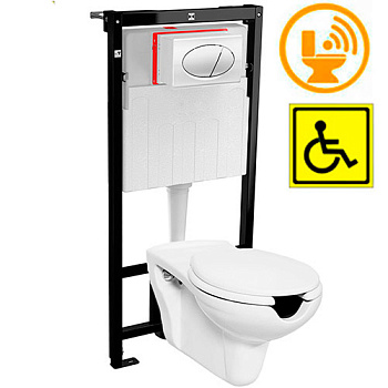 Унитаз для инвалидов МГН подвесной с инсталляцией СЕНСОР СИДЕНЬЕ С КРЫШКОЙ, 24806 фото  в интернет-магазине Санкомп