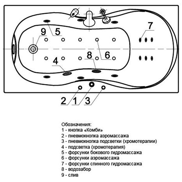 Ванна акриловая прямоугольная в комплектации 1800х900х710 мм, 5654 фото  в интернет-магазине Санкомп