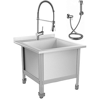Слив технический из нержавеющей стали 630х700х550 мм, СМЕСИТЕЛЬ, КРАН С ЛЕЙКОЙ (ЭКОНОМ), 13520 фото  в интернет-магазине Санкомп