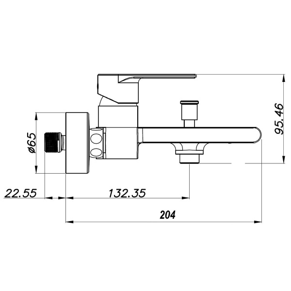 Смеситель для ванны настенный, излив короткий матовый белый, без душа и лейки, 22308 фото  в интернет-магазине Санкомп