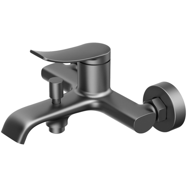 Смеситель для ванны настенный, излив короткий с ручным душем, графит, 22317 фото  в интернет-магазине Санкомп