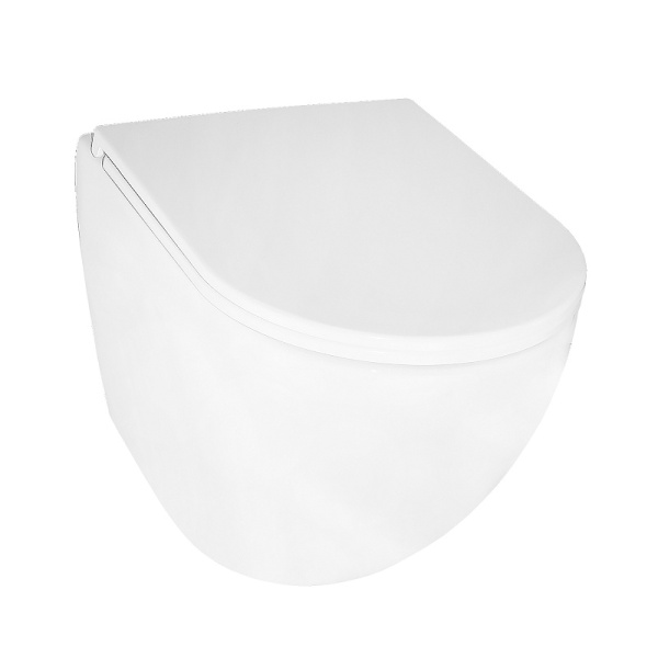 Унитаз подвесной БЕЗОБОДКОВЫЙ (540x365x425) С СИДЕНЬЕМ МИКРОЛИФТ 22593  фото  в интернет-магазине Санкомп