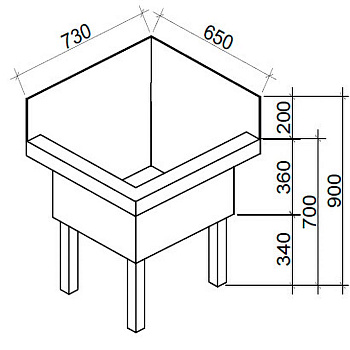 Слив технический 730х650х900 УГЛОВОЙ с экраном С ПЕСКОУЛОВИТЕЛЕМ 15л(по чертежам заказчика), 20688 фото  в интернет-магазине Санкомп