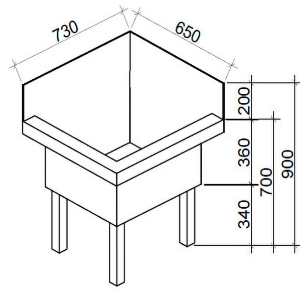 Слив технический 730х650х900 УГЛОВОЙ с экраном С ПЕСКОУЛОВИТЕЛЕМ 15л(по чертежам заказчика), 20688 фото  в интернет-магазине Санкомп