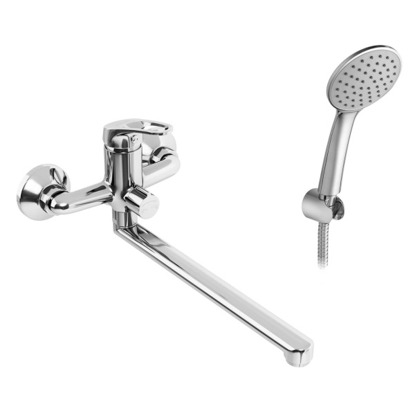 Смеситель для ванны настенный ОДНОРЫЧАЖНЫЙ, излив поворотный 32.5 см, лейка 1режим, 22758  фото  в интернет-магазине Санкомп