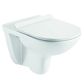 Унитаз подвесной БЕЗОБОДКОВЫЙ (530х355х360) С УЛЬТРАТОНКИМ СИДЕНЬЕМ МИКРОЛИФТ 22578  фото  в интернет-магазине Санкомп