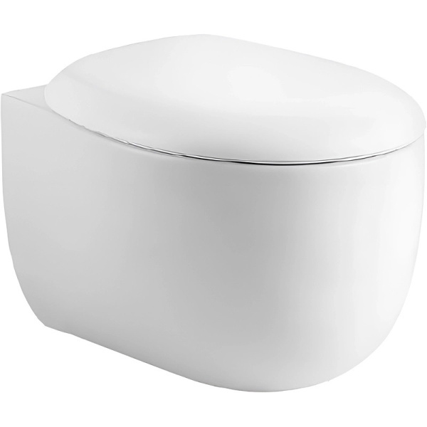 Унитаз подвесной БЕЗОБОДКОВЫЙ БЕЛЫЙ (530х395х340) С СИДЕНЬЕМ МИКРОЛИФТ, 24745 фото  в интернет-магазине Санкомп