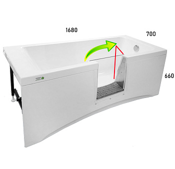 Ванна с дверцей 1680х700х660мм СЛИВ СПРАВА ДВЕРЦА Стекло По Центру ОТКРЫТИЕ НАПРАВО, 25259 фото  в интернет-магазине Санкомп